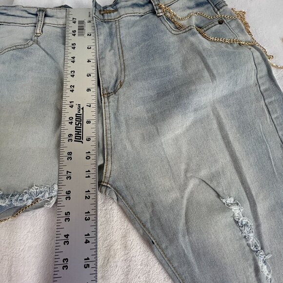 Jeans Womens Size XXL Blue Skinny Slim Fit High-Rise Ripped Chain Denim Stretch - Picture 7 of 10